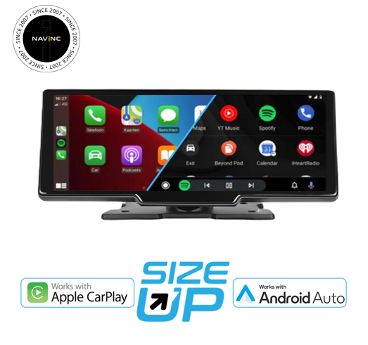 Navinc universeller 10,26-Zoll CarPlay und Android Auto Touchscreen-Monitor mit Kamera