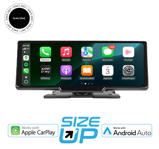 Navinc universeller 10,26-Zoll CarPlay und Android Auto Touchscreen-Monitor mit Kamera