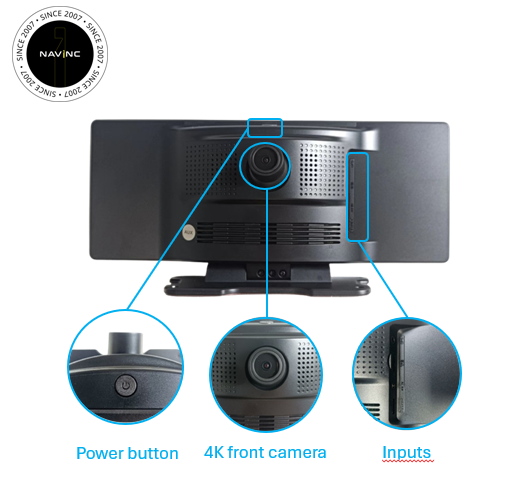 Navinc universeller 10,26-Zoll CarPlay und Android Auto Touchscreen-Monitor mit Kamera